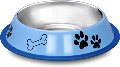 

Happy Pets Round Stainless Steel Pet Bowl(450 ml Blue)
