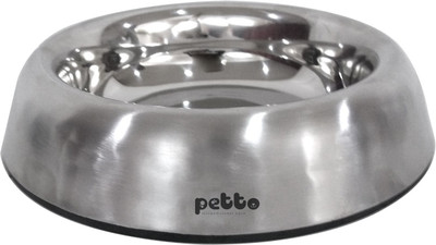 

Petto Designer bowl with anti-skid bottom Stainless Steel Pet Bowl(0.24 L Silver)