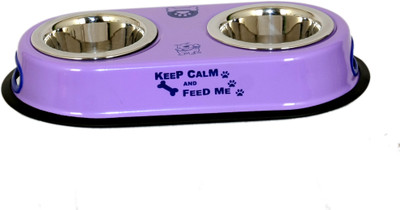 

Pet Club51 Round Stainless Steel Pet Bowl(220 ml Purple)
