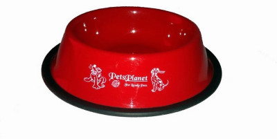 

Pets Planet Round Stainless Steel Pet Bowl(600 ml Red)
