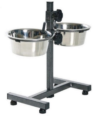 Pet Club51 Dog Double Dinner set Extra Large Round Stainless Steel Pet Bowl(8000 ml Silver)