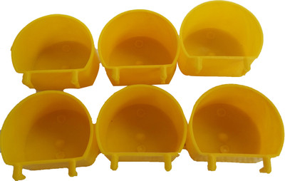 

Boyu Imported Birds feeding cup l Quality 6 nos | Cage hanging type | Water Feeder Semi circle Plastic Pet Bowl(150 ml Yellow)