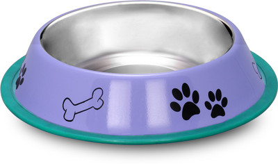 

Happy Pets Round Stainless Steel Pet Bowl(450 ml Purple)