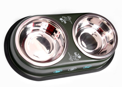 

Pet Club51 Green Dog Double Dinner set Small Round Stainless Steel Pet Bowl(920 ml Green)