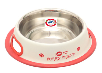 

Pet Club51 Furry Friend White 250ml Round Stainless Steel Pet Bowl(250 ml White)