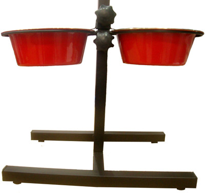 

HM STEELS HMSTEELS H frame pet bowl plain Rectangular Stainless Steel, Iron Pet Bowl(2460 ml Red)