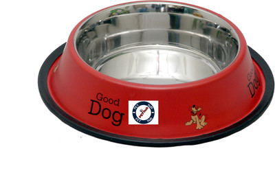 

Pethub Small food bowl Round Stainless Steel Pet Bowl(460 ml Red)