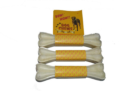 

Bow! Wow !! Raw Hide Press Bone 10" Beef Dog Chew(1 kg, Pack of 3)