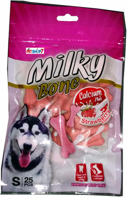 

Petshop7 Milky Bone Every Day Dog Treat Strawberry Flavour Milk Dog Chew(250 g, Pack of 1)