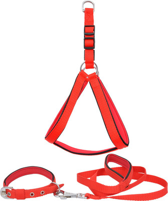 

Wonder Wish Dog Harness and Leash with Snap Hook and Harness Embellished Dog Collar Charm(Red, Solid)