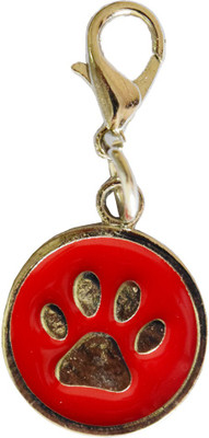 Paw Zone Embellished Cat Collar Charm(Red, Round)