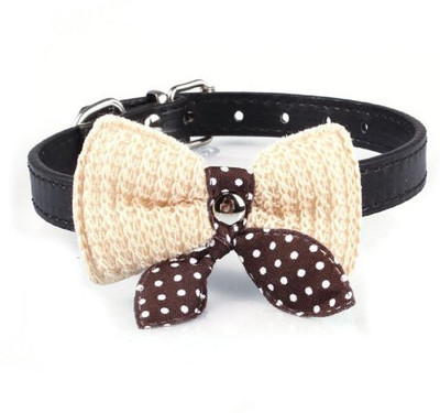 

Futaba Futaba Knit Bowknot Adjustable Leather Pet Collars Necklace, - Black Embellished Dog Collar Charm(Black, Other)