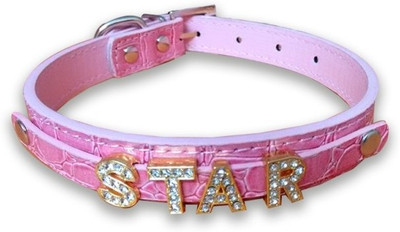 

Paw Zone Alphabet Engraved Dog Collar Charm(Pink, Round)