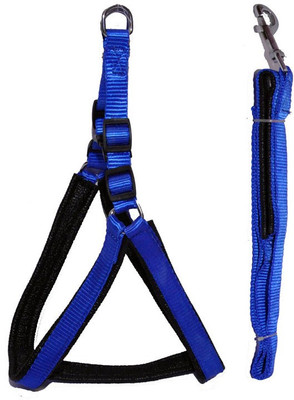 Petshop7 Nylon 0.75 inch (Chest Size : 22-25 inch) soft Padding Dog Harness & Leash(Small, Blue)