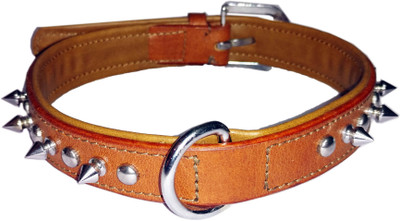 

Petshop7 Brown Leather Spike Collar 1.25 Inch  Dog Everyday Collar(, Brown