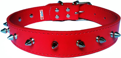 

Petshop7 Red I Inch Spiked Leather Dog Everyday Collar(, Red