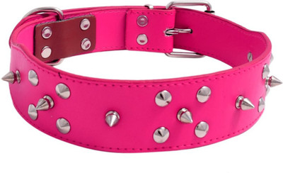 

SRI Adjustable Dog Collar 1.6. Inch With Metal Triangular Spike Studs Dog Everyday Collar(, PINK