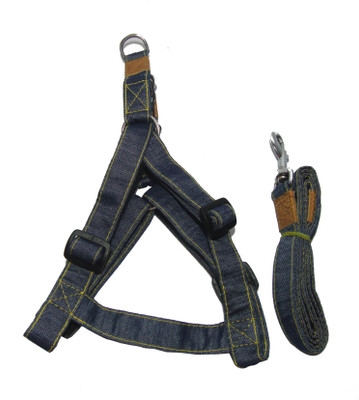 Agnpetspot. large Denim body belt 1inch Dog Harness & Leash(, Blue