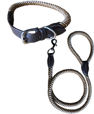 

NappetsIndia Secure Dog Collar & Leash(, Black, White