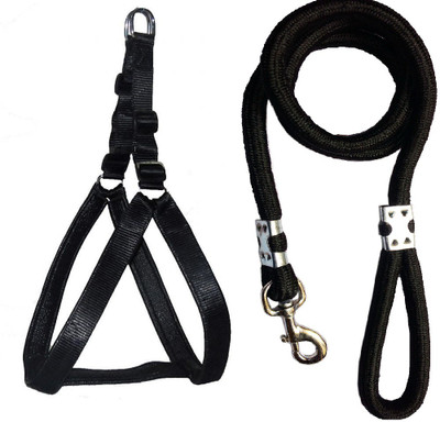 

Petshop7 Black  1.25 inch Padded Dog Harness & Rope Dog Harness & Leash(, Black