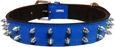 

Petshop7 1.50 Inch Xtra Large Spike Leather Dog Everyday Collar(, Blue