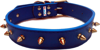 

Petshop7 Blue 1 Inch Spiked Leather Dog Everyday Collar(, Blue