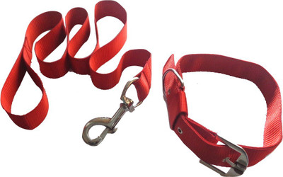 

Suraj Chains Dog Collar & Leash(, Red