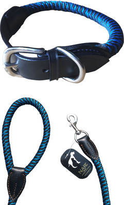 

NappetsIndia Secure Dog Collar & Leash(, Black, Blue