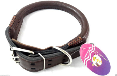

Sollar's Premium Round Strong Real Leather Dog Everyday Collar(, Brown