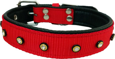 

Petshop7 Nylon 1 inch  soft Padding Dog Everyday Collar(, Red