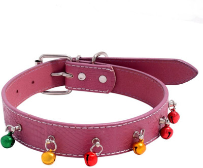 

SRI High Quality Textured Adjustable Dog Collar 1.1 Inch With Bell Dog Everyday Collar(, LIGHT PINK