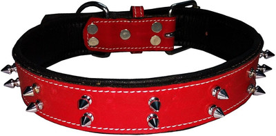

Petshop7 1.50 inch Leather Spiked Dog Everyday Collar(, Red