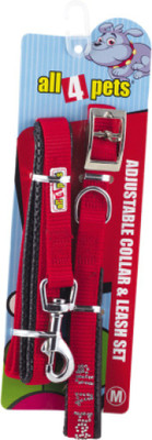 

All4pets Dog Collar & Leash(, Red