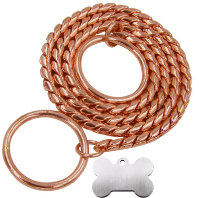 

Agnpetspot. Rose Gold Snake 3.5mmX18"INCH Long Dog Choke Chain Collar(, Rose Gold