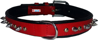 

Petshop7 Leather 1 inch  soft Padding Dog Everyday Collar(, Red