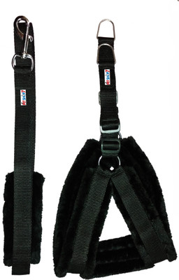 

Petshop7 Nylon Black 1.25 inch Fur (Chest Size : 28-34 inch)  Dog Harness & Leash(, Black