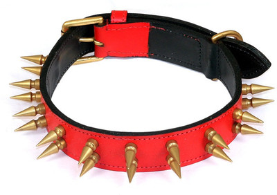 

Petshop7 1.50 Inch Red Spike Leather Dog Everyday Collar(, Red