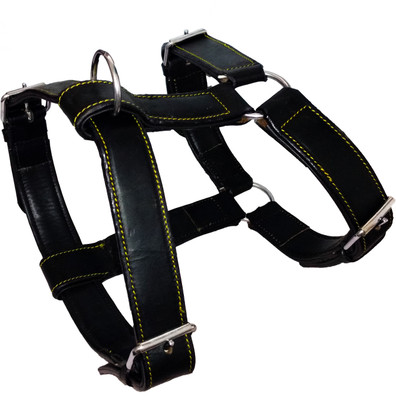 

Petshop7 Genuine Leather 1 Inch  Size Dog Standard Harness(, Black