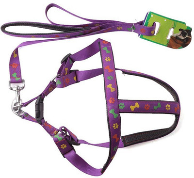 

Ecocart Dog Harness & Leash(, printed purple