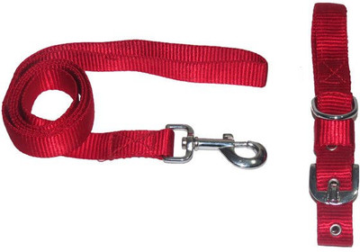 

Petshop7 Nylon 1 Inch Dog Collar & Leash(, Red