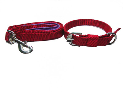 

Agnpetspot. cotton 0.75 inch 4ft Dog Collar & Leash(, red