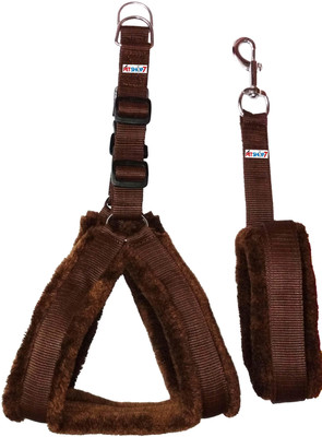 

Petshop7 Nylon Brown 1.25 inch Fur (Chest Size : 28-34 inch)  Dog Harness & Leash(, Brown