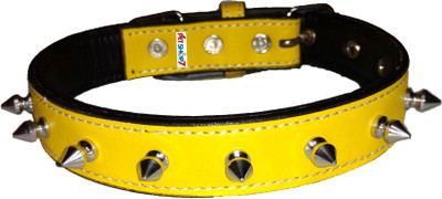 

Petshop7 Leather 1 Inch Spiked Yellow  Dog Dog Everyday Collar(, Yellow
