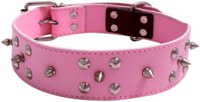 

SRI Adjustable Dog Collar 1.6. Inch With Metal Triangular Spike Studs Dog Everyday Collar(, BABY PINK