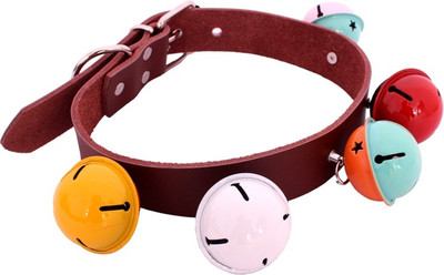 

SRI Adjustable Dog Collar 1.1 Inch With Bells Dog Everyday Collar(, BROWN MULTI