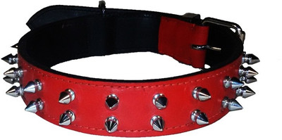 Petshop7 Red Large Spiked Leather Dog Everyday Collar(, Red