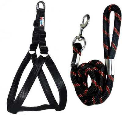 

Petshop7 Black 1.25 inch Padded Dog Harness & Rope Dog Harness & Leash(, Black