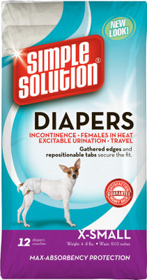 

Bramton Simple Solution disposable diapers (XS, 12 pack) Disposable Dog Diapers(Pack of 12 XS)