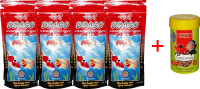 

Taiyo Drago 4x100gm Pouch + 10gm Tubifex Worms Fish 410 g Dry Fish Food(Pack of 5)