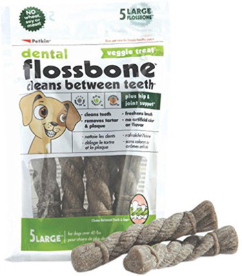 

Petkin Wheat free Dental Flossbone, Veggie Treat, 5 counts, Large 175 g Dry Dog Food(Pack of 5)